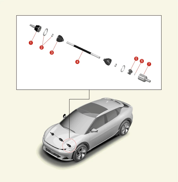 Kia EV6. Front Driveshaft